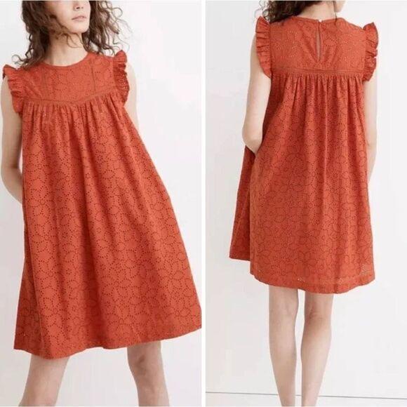Madewell Eyelet Ruffle Sleeve Mini Dress NWT - Picture 12 of 12